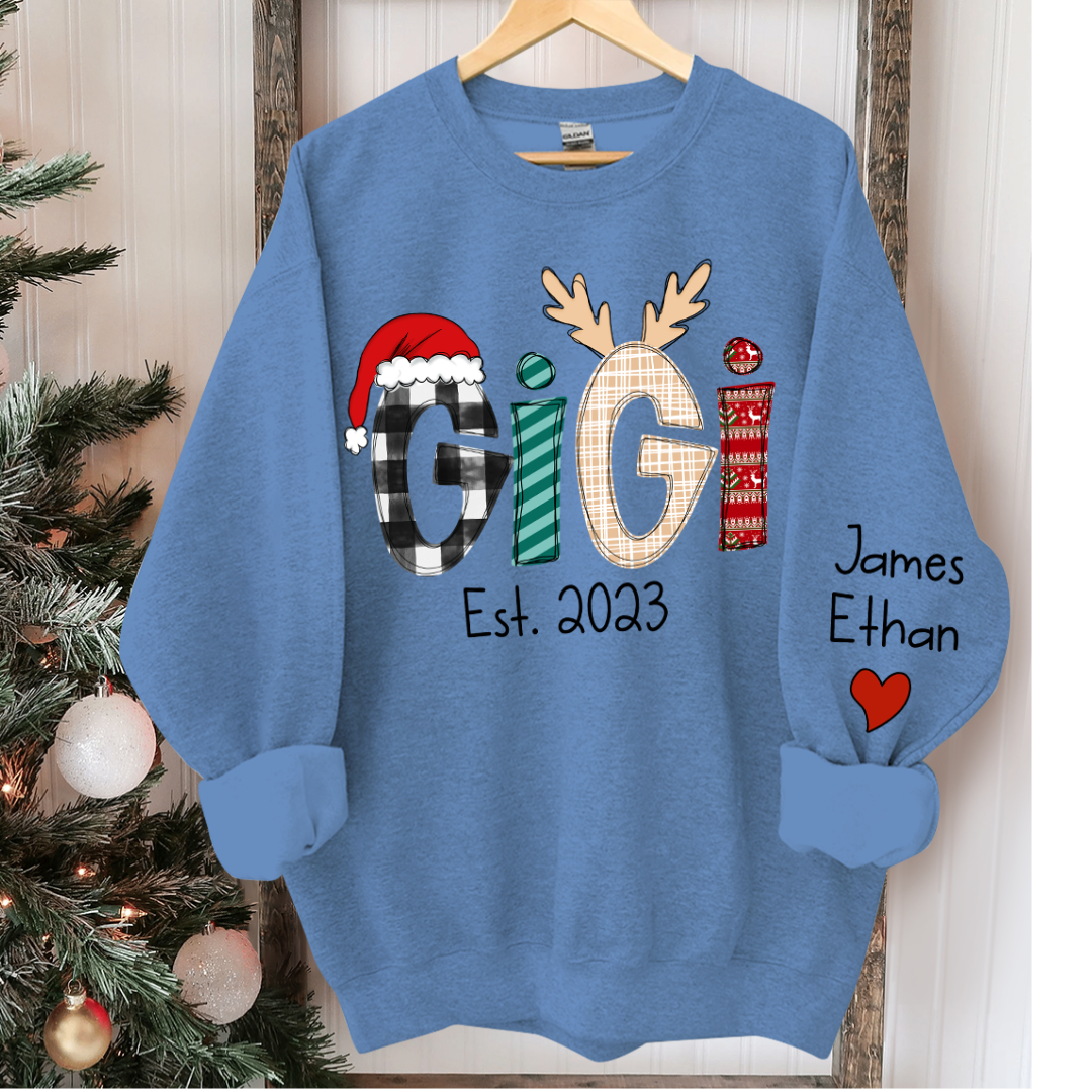 Custom Christmas Gigi Grandma Mimi Est Year And Kids CTH01 Sweatshirt