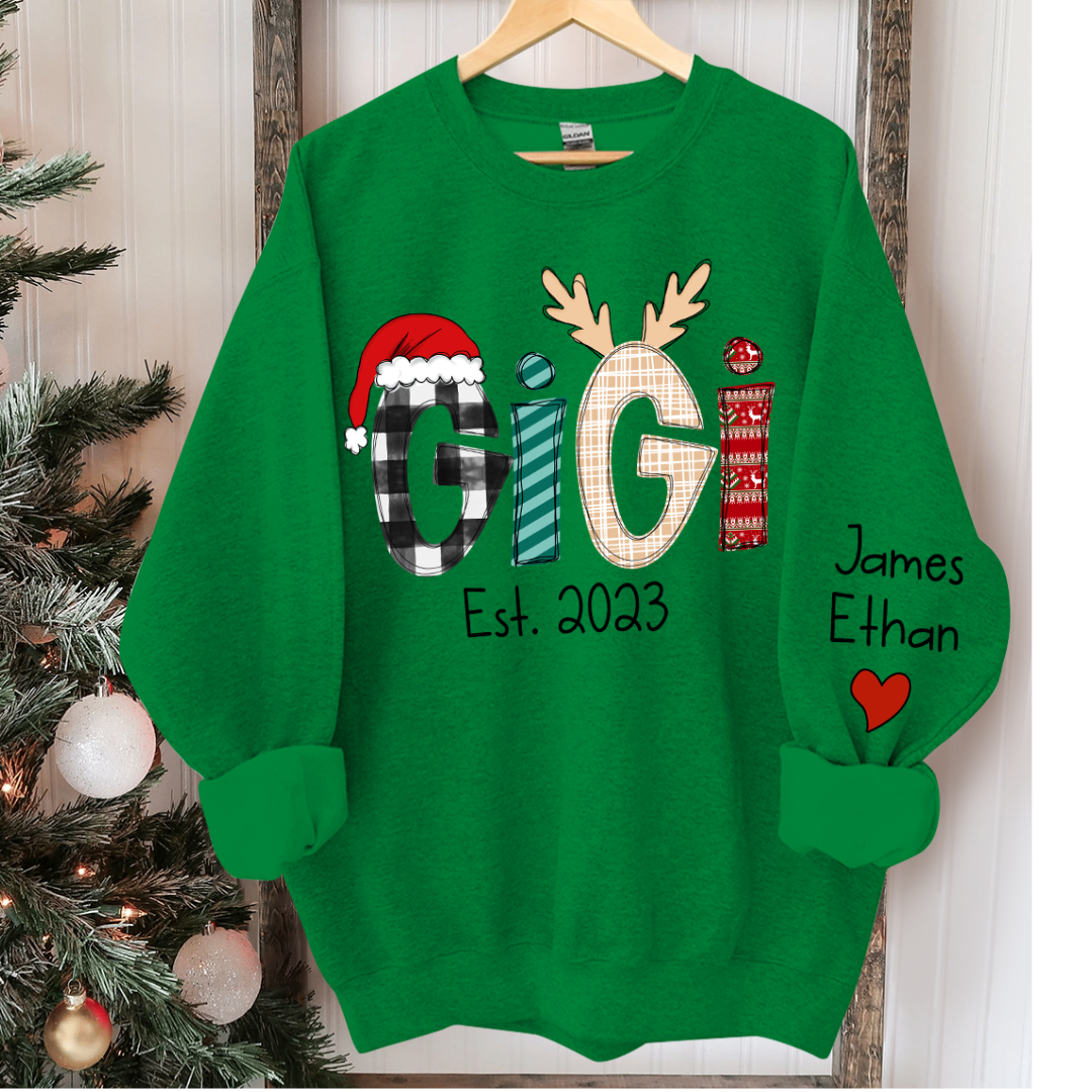 Custom Christmas Gigi Grandma Mimi Est Year And Kids CTH01 Sweatshirt