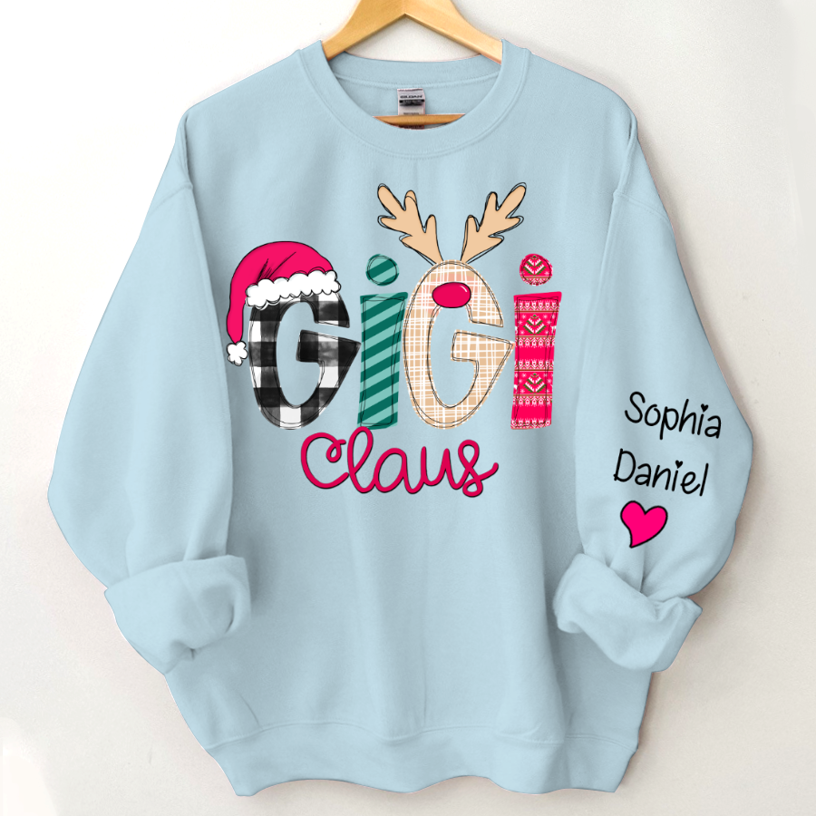 Custom Family Shirt Gigi Claus And Grandkis Christmas 2024 Sweatshirt