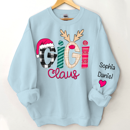 Custom Family Shirt Gigi Claus And Grandkis Christmas 2024 Sweatshirt