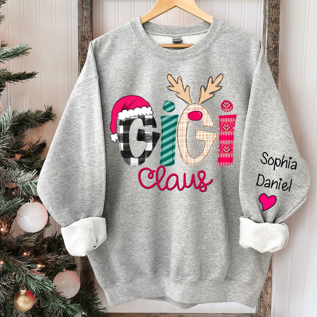 Custom Family Shirt Gigi Claus And Grandkis Christmas 2024 Sweatshirt