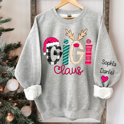 Custom Family Shirt Gigi Claus And Grandkis Christmas 2024 Sweatshirt