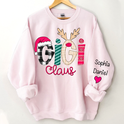 Custom Family Shirt Gigi Claus And Grandkis Christmas 2024 Sweatshirt