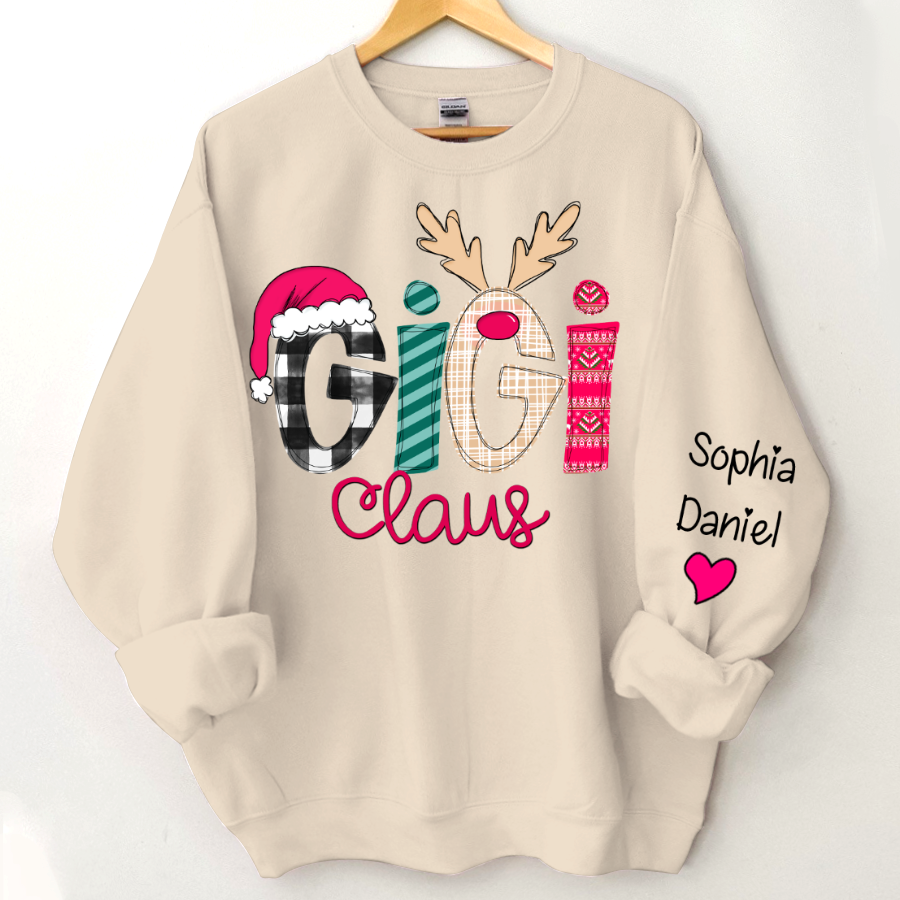 Custom Family Shirt Gigi Claus And Grandkis Christmas 2024 Sweatshirt