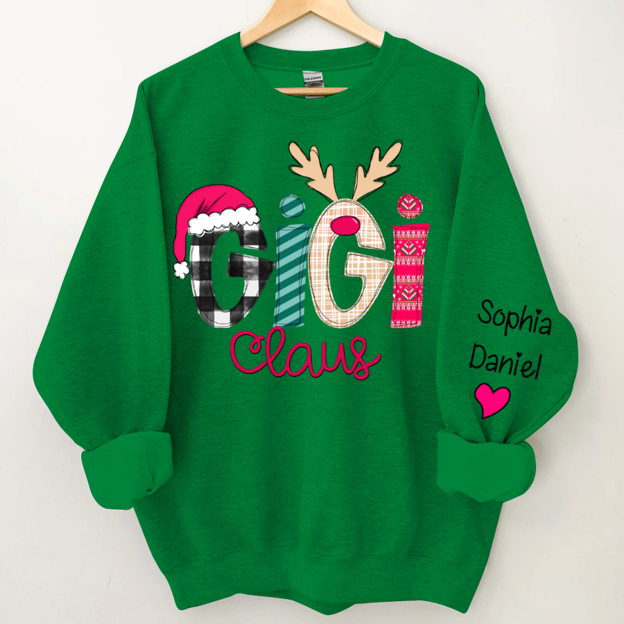 Custom Family Shirt Gigi Claus And Grandkis Christmas 2024 Sweatshirt
