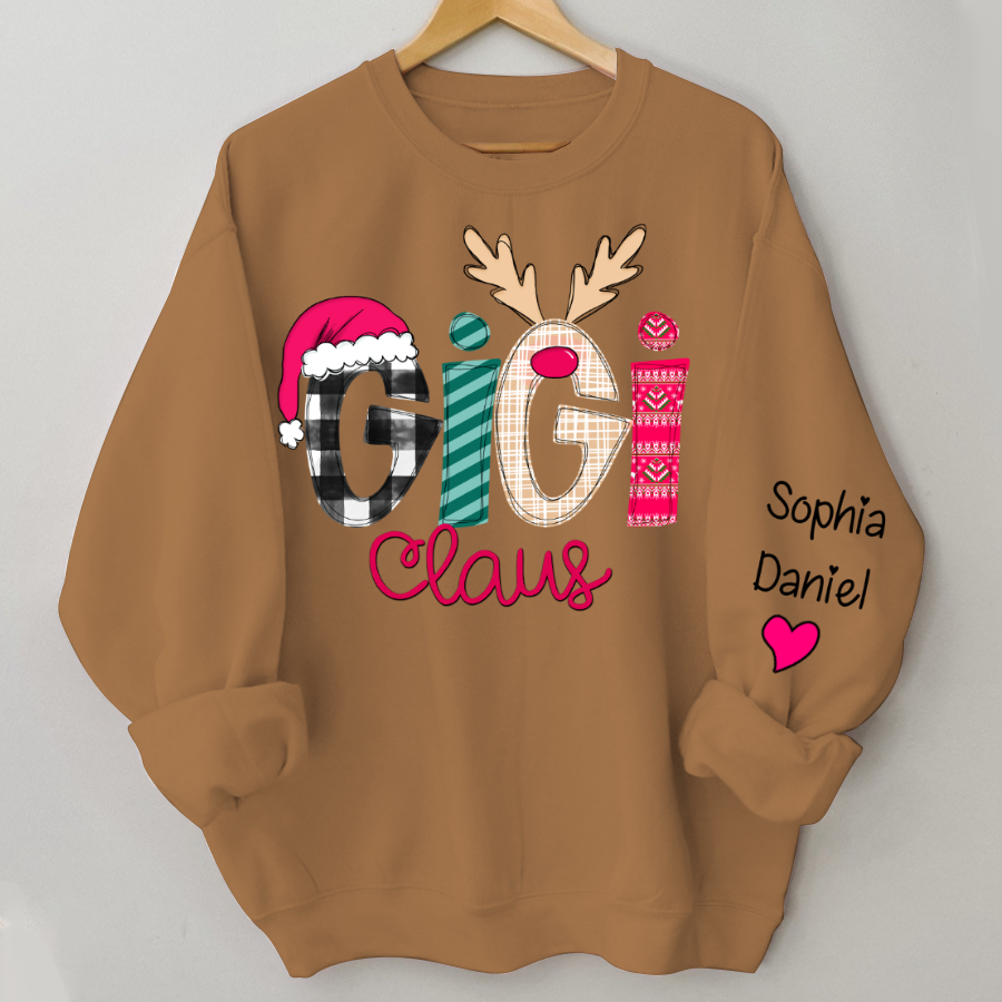 Custom Family Shirt Gigi Claus And Grandkis Christmas 2024 Sweatshirt