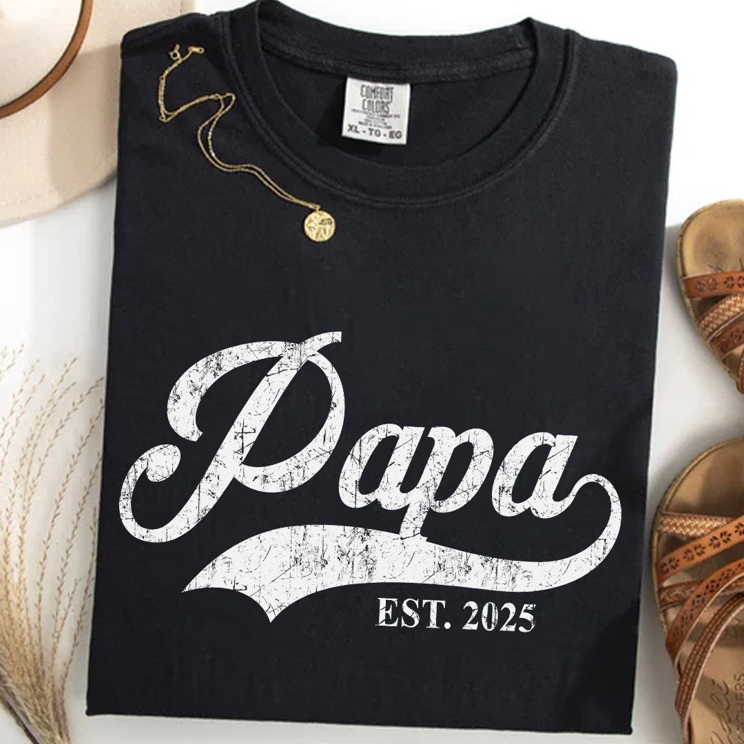 Custom Papa Est 2025 Father's Day Gift Shirt