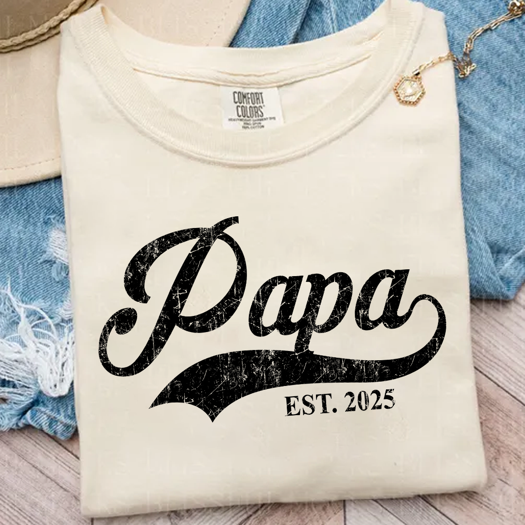 Custom Papa Est 2025 Father's Day Gift Shirt
