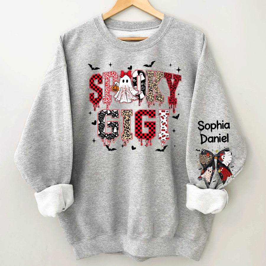 Custom Spooky Gigi And Grandkids Halloween Gift Sweatshirt