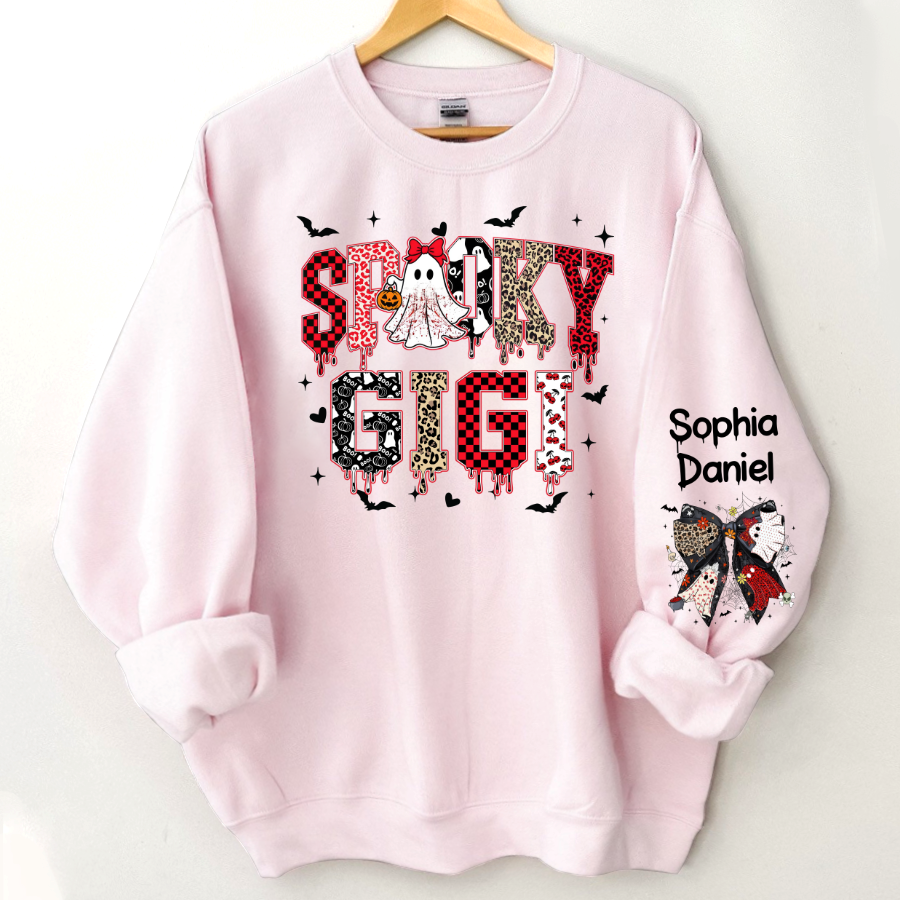 Custom Spooky Gigi And Grandkids Halloween Gift Sweatshirt