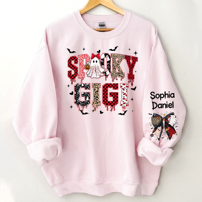 Custom Spooky Gigi And Grandkids Halloween Gift Sweatshirt