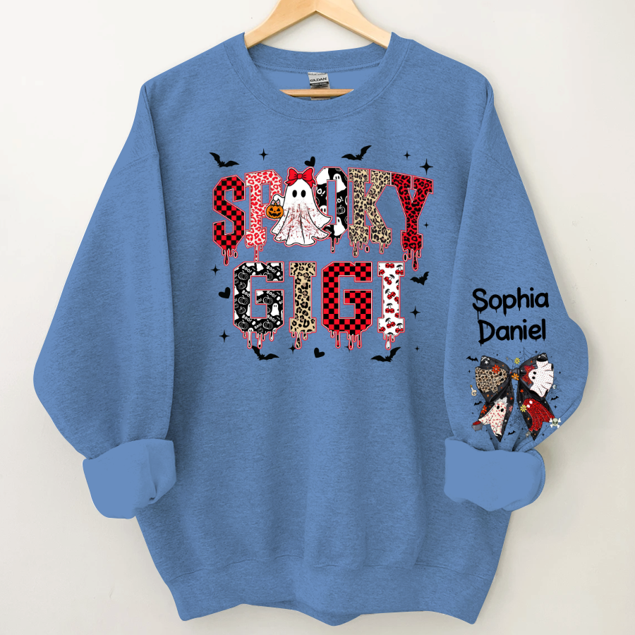 Custom Spooky Gigi And Grandkids Halloween Gift Sweatshirt