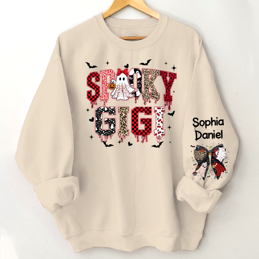 Custom Spooky Gigi And Grandkids Halloween Gift Sweatshirt
