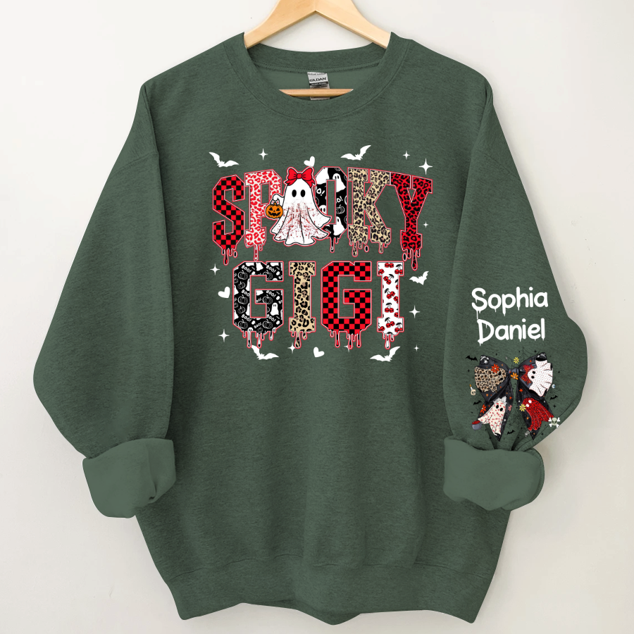 Custom Spooky Gigi And Grandkids Halloween Gift Sweatshirt