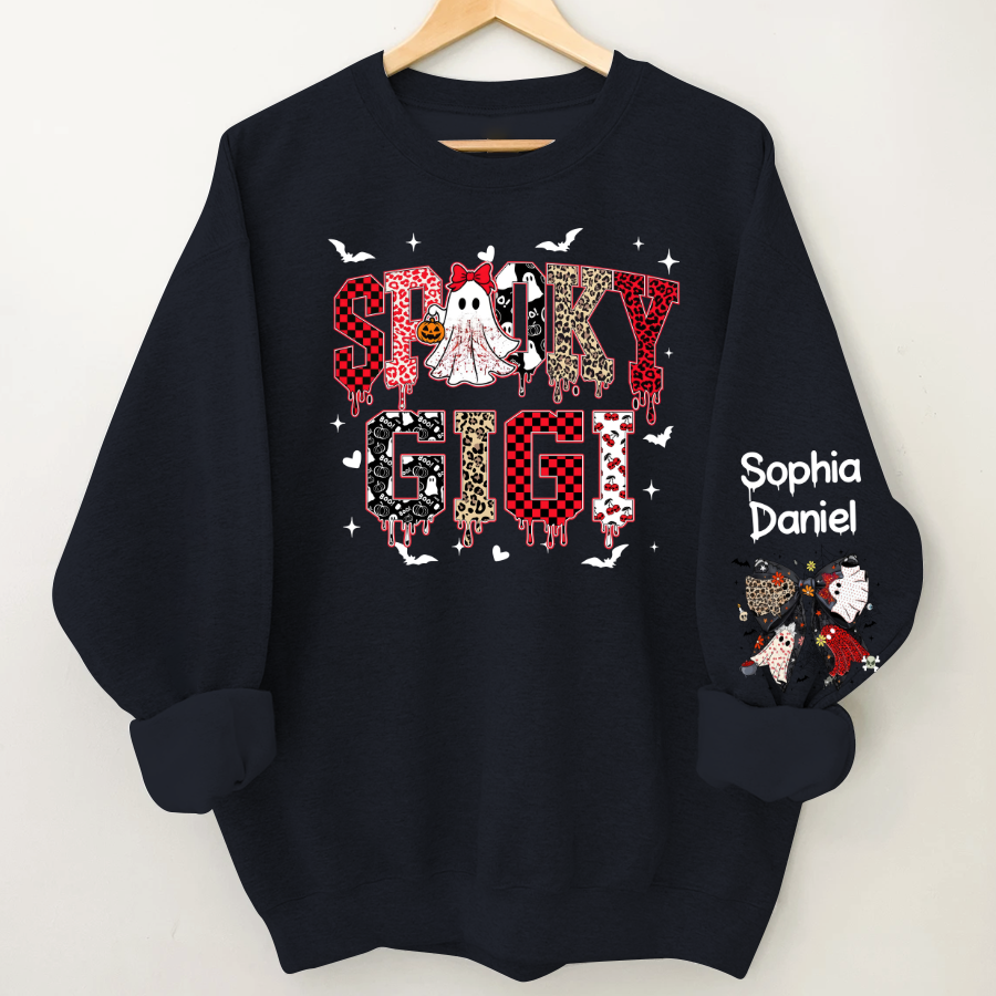 Custom Spooky Gigi And Grandkids Halloween Gift Sweatshirt
