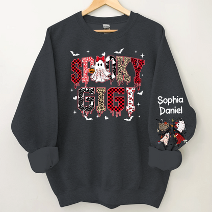 Custom Spooky Gigi And Grandkids Halloween Gift Sweatshirt