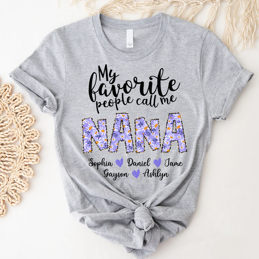 Custom My Favorite People Call Me Mimi Purple Daisy, Mimi and Grandkids Mothers Day Gift T-shirt