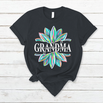 Custom Grandma Flower Color With Grandkids Mother's Day TH T-Shirt