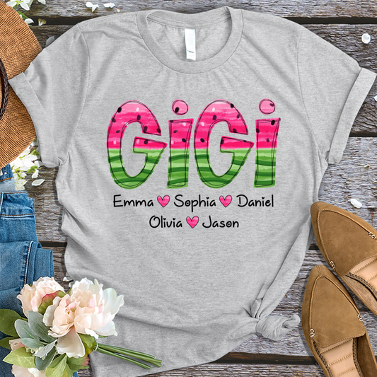 Custom Mimi Watermelon Summer And Grandkids T-Shirt
