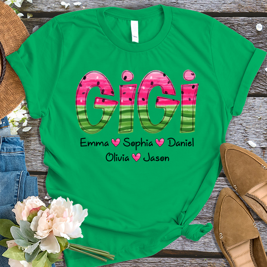 Custom Mimi Watermelon Summer And Grandkids T-Shirt