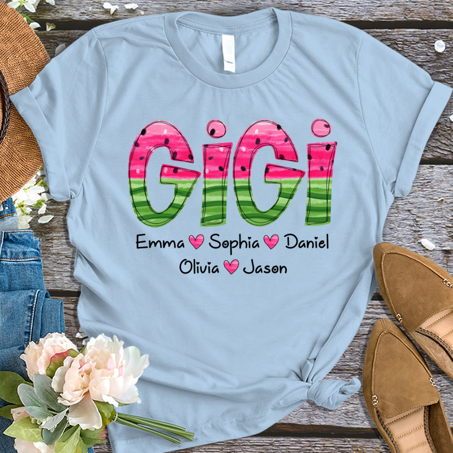 Custom Mimi Watermelon Summer And Grandkids T-Shirt