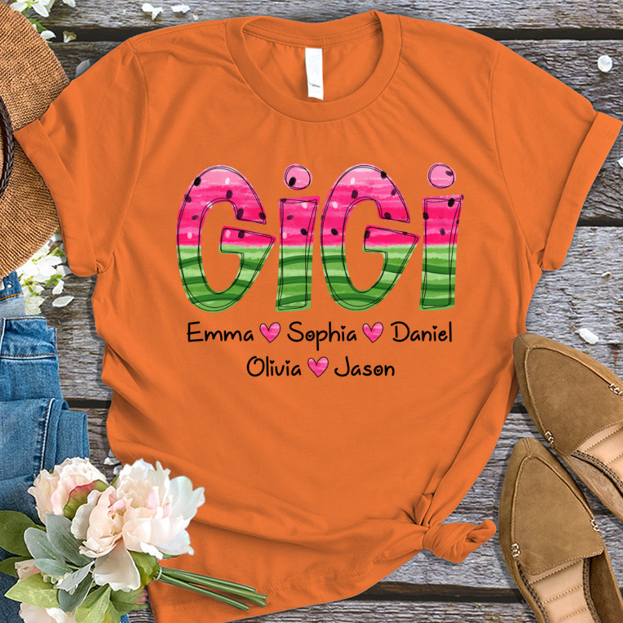 Custom Mimi Watermelon Summer And Grandkids T-Shirt