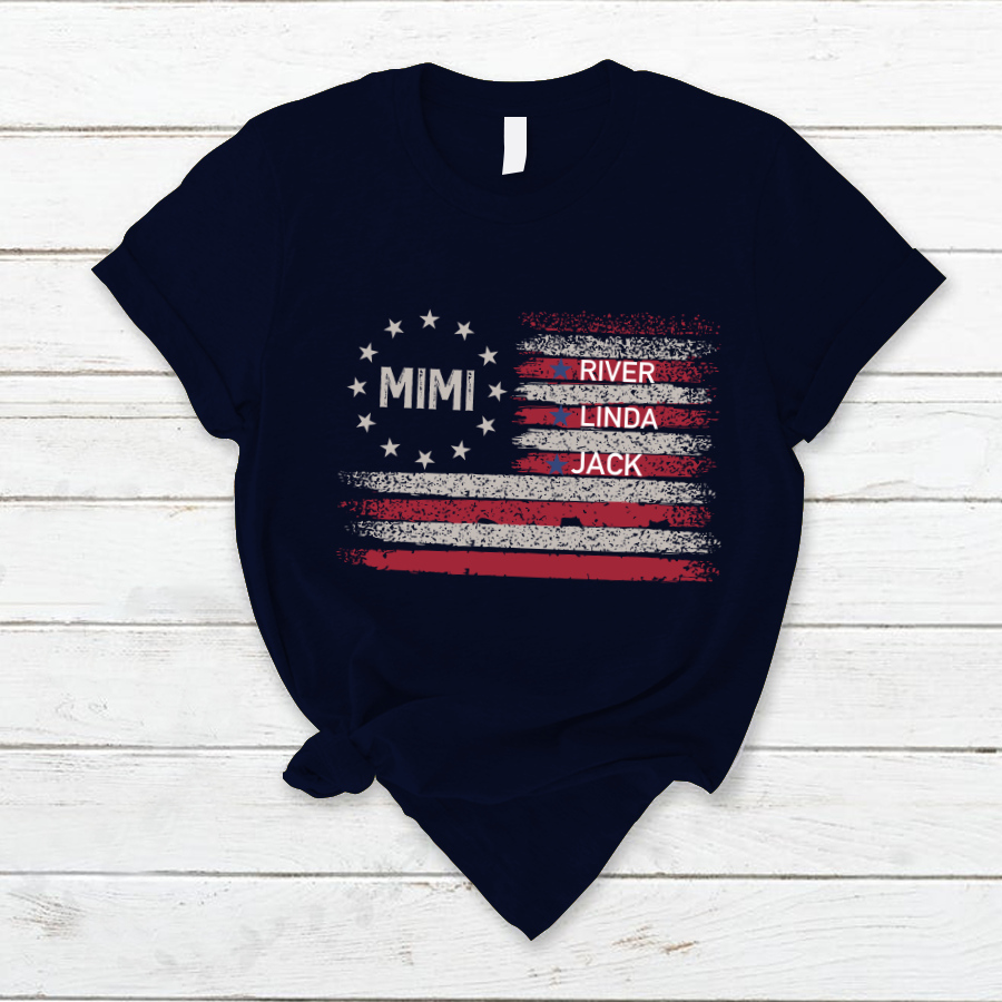 Customized Mimi Grandkids Flag , Best Mother's Day Gift T-Shirt