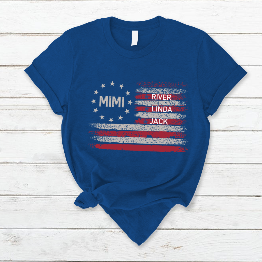 Customized Mimi Grandkids Flag , Best Mother's Day Gift T-Shirt