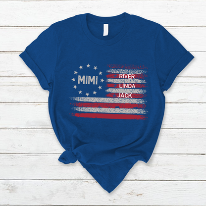 Customized Mimi Grandkids Flag , Best Mother's Day Gift T-Shirt