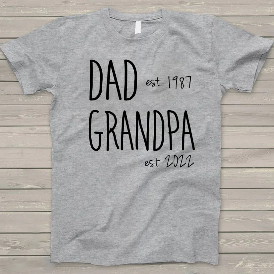 Personalized Dad Grandpa Est T-Shirt, Custom Papa Grandpa Pops Shirt, Father's Day Shirt