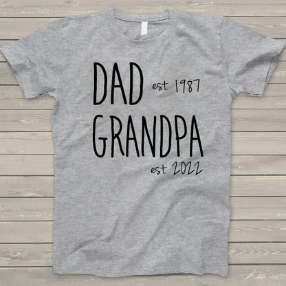 Personalized Dad Grandpa Est T-Shirt, Custom Papa Grandpa Pops Shirt, Father's Day Shirt