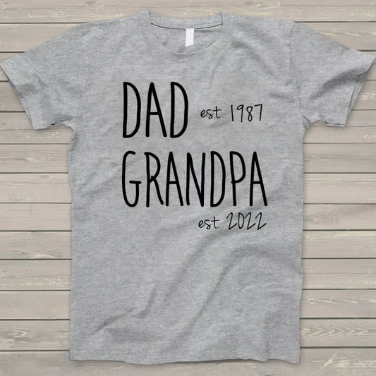 Personalized Dad Grandpa Est T-Shirt, Custom Papa Grandpa Pops Shirt, Father's Day Shirt