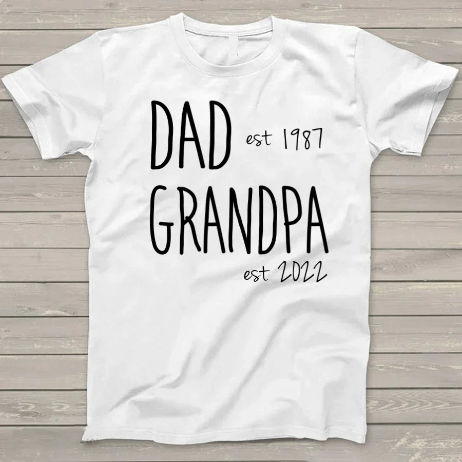 Personalized Dad Grandpa Est T-Shirt, Custom Papa Grandpa Pops Shirt, Father's Day Shirt