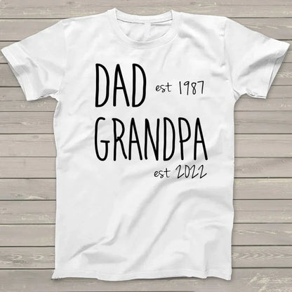 Personalized Dad Grandpa Est T-Shirt, Custom Papa Grandpa Pops Shirt, Father's Day Shirt