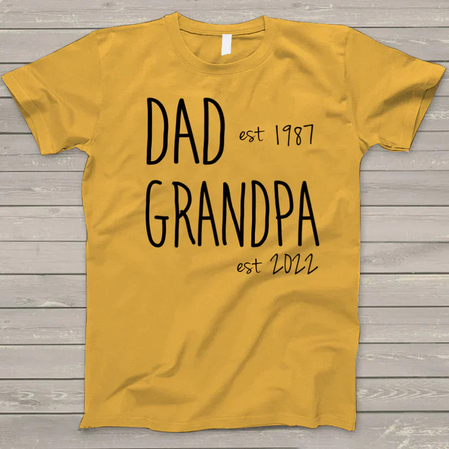 Personalized Dad Grandpa Est T-Shirt, Custom Papa Grandpa Pops Shirt, Father's Day Shirt