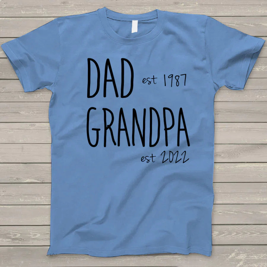 Personalized Dad Grandpa Est T-Shirt, Custom Papa Grandpa Pops Shirt, Father's Day Shirt