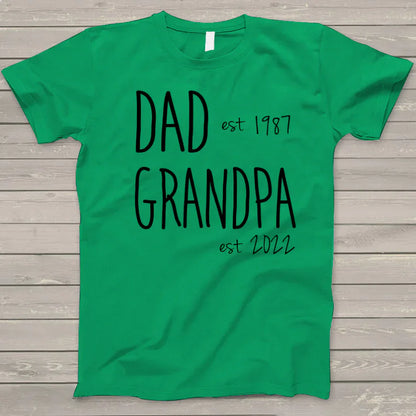 Personalized Dad Grandpa Est T-Shirt, Custom Papa Grandpa Pops Shirt, Father's Day Shirt