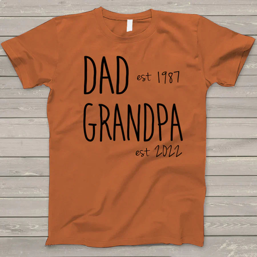 Personalized Dad Grandpa Est T-Shirt, Custom Papa Grandpa Pops Shirt, Father's Day Shirt