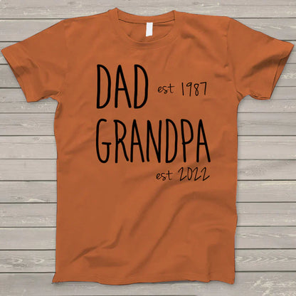 Personalized Dad Grandpa Est T-Shirt, Custom Papa Grandpa Pops Shirt, Father's Day Shirt