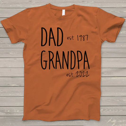 Personalized Dad Grandpa Est T-Shirt, Custom Papa Grandpa Pops Shirt, Father's Day Shirt