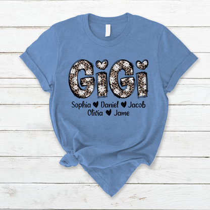 Daisy Leopard Gigi Custom Gigi and Kids Mothers Day Gift Shirt