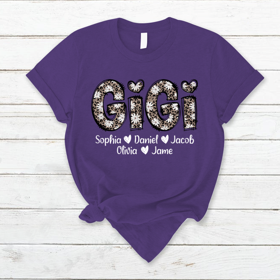 Daisy Leopard Gigi Custom Gigi and Kids Mothers Day Gift Shirt