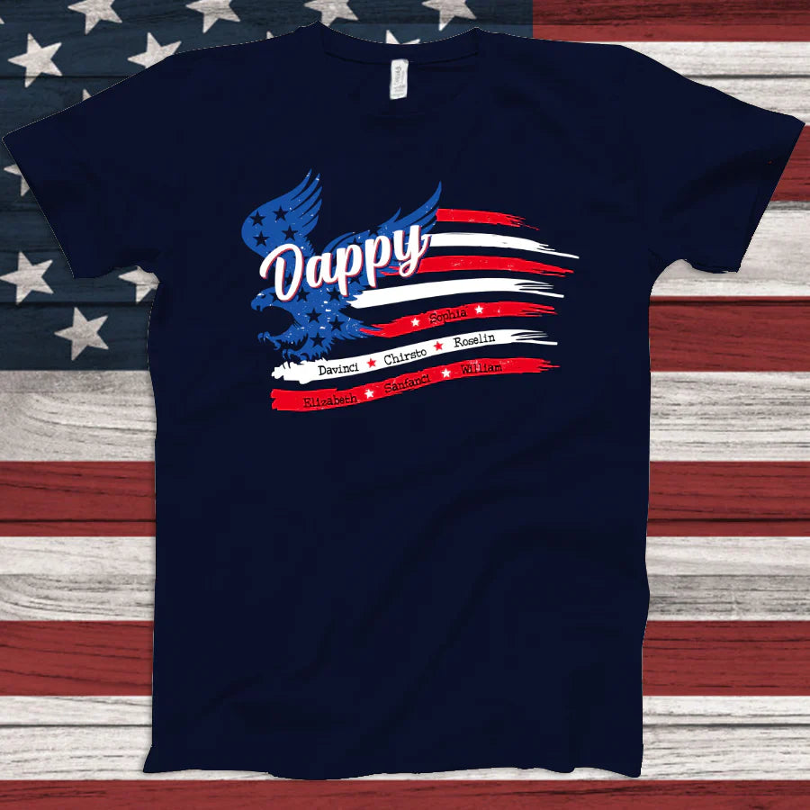 Dappy With Grandkids Names 4th Of July CTL94 T-Shirt