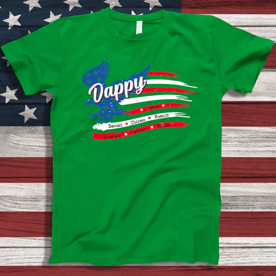 Dappy With Grandkids Names 4th Of July CTL94 T-Shirt