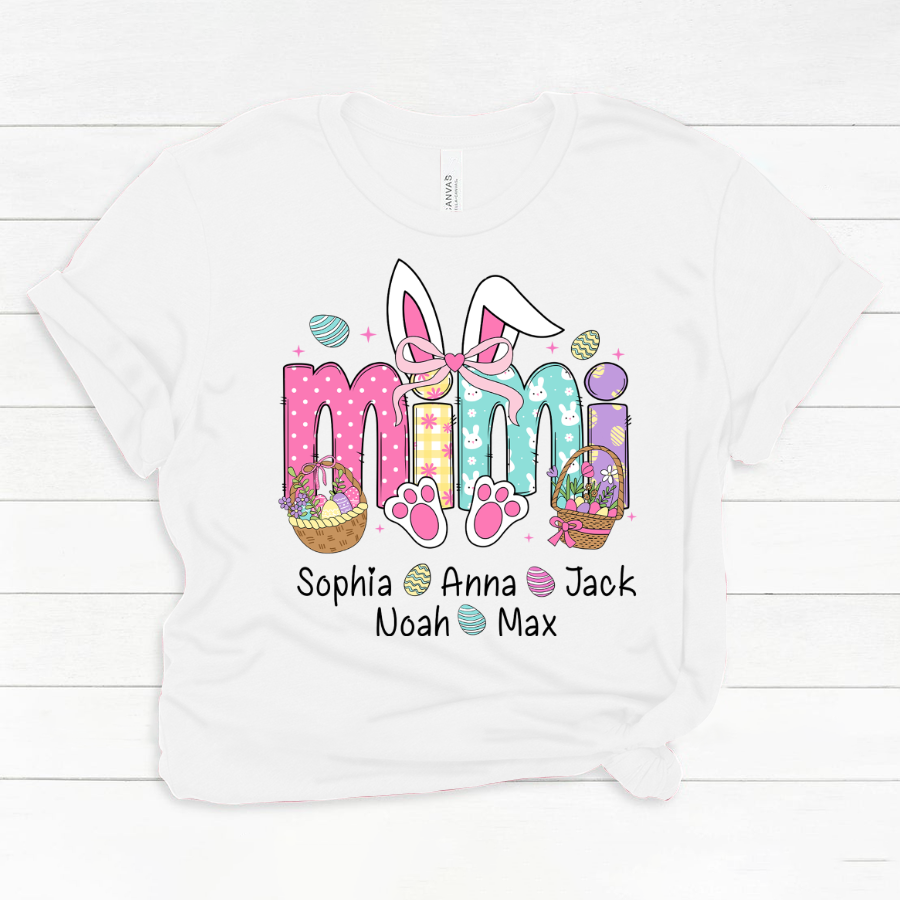 Easter Bunny Coquette Bow Gift For Family, Custom Grandma And Kids Classic Canvas