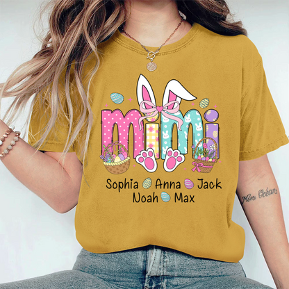 Easter Bunny Coquette Bow Gift For Family, Custom Grandma And Kids Comfort Colors T-Shirt