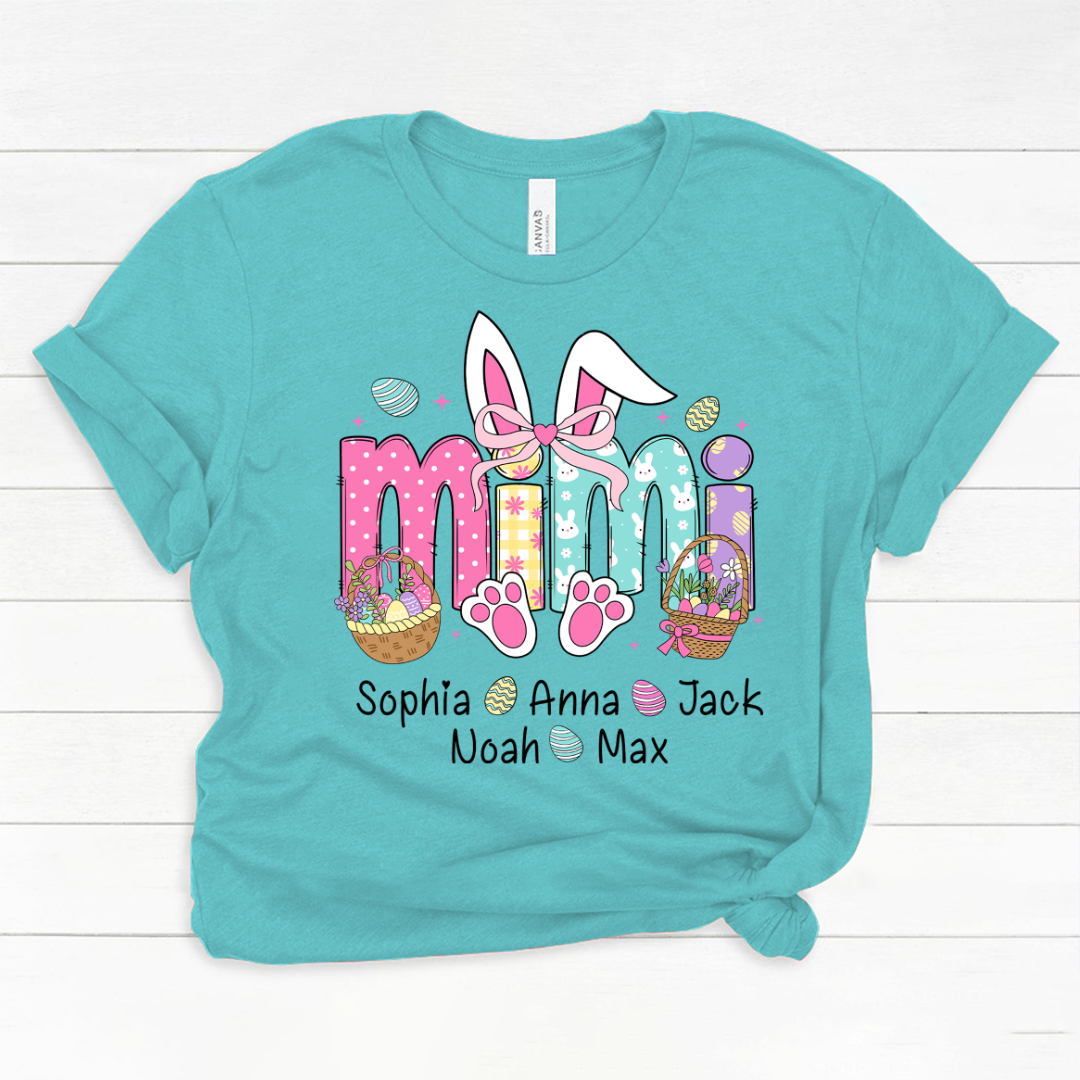 Easter Bunny Coquette Bow Gift For Family, Custom Grandma And Kids Classic Canvas