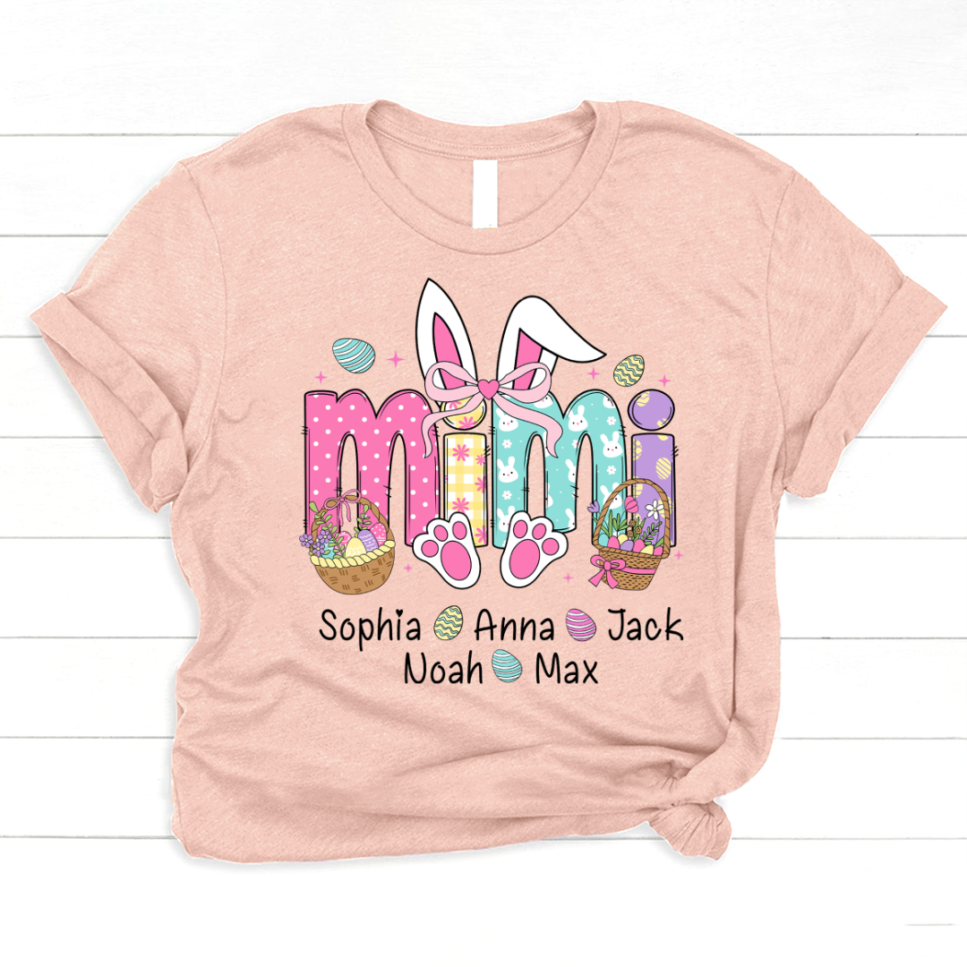 Easter Bunny Coquette Bow Gift For Family, Custom Grandma And Kids Classic Canvas