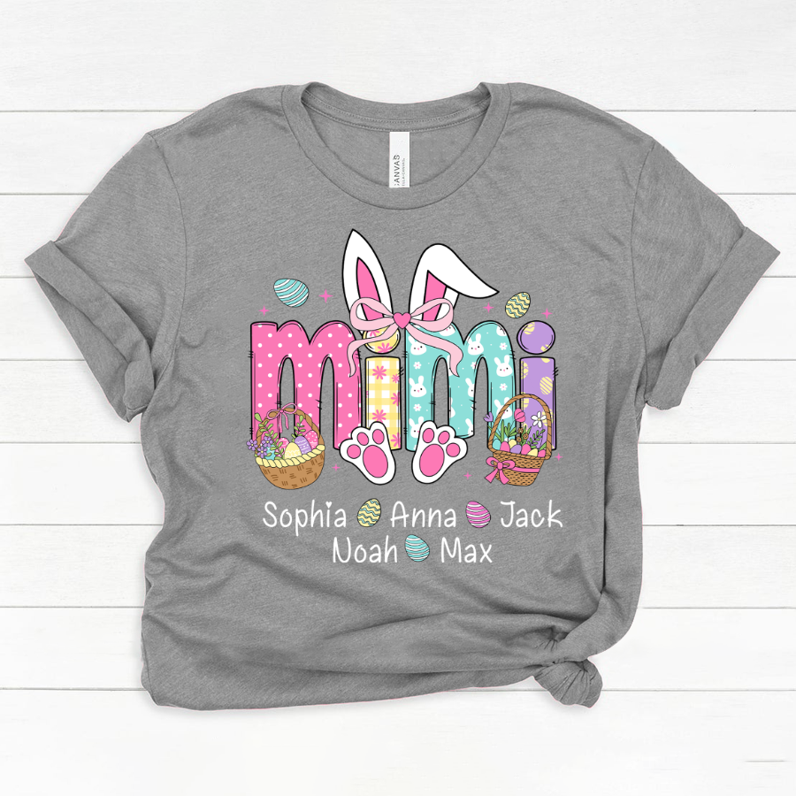 Easter Bunny Coquette Bow Gift For Family, Custom Grandma And Kids Classic Canvas