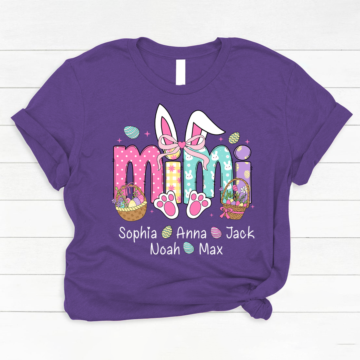 Easter Bunny Coquette Bow Gift For Family, Custom Grandma And Kids Classic Canvas
